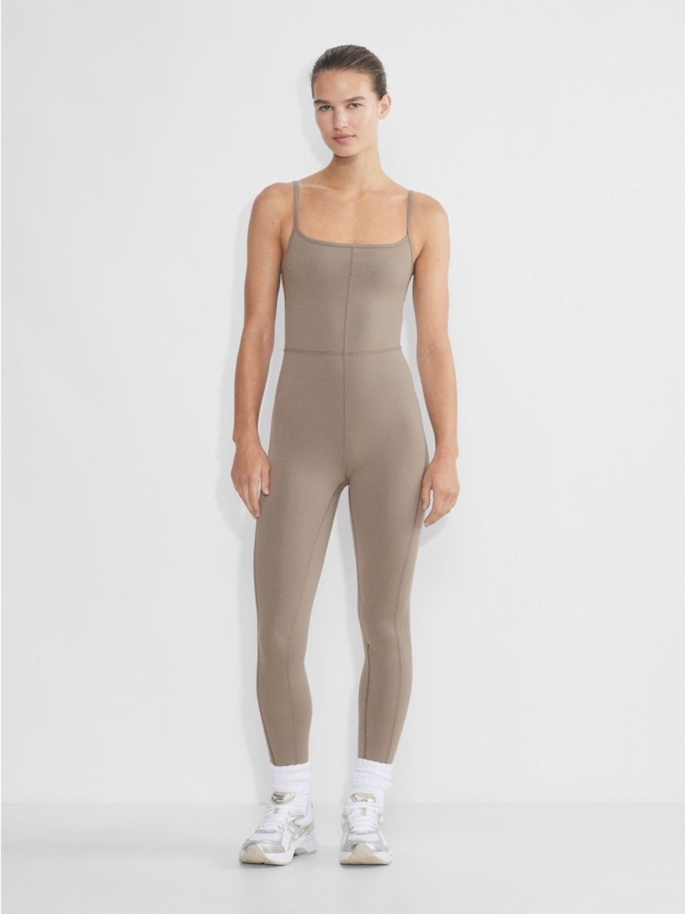 TNA Taupe Slim Fit Strappy Jumpsuit